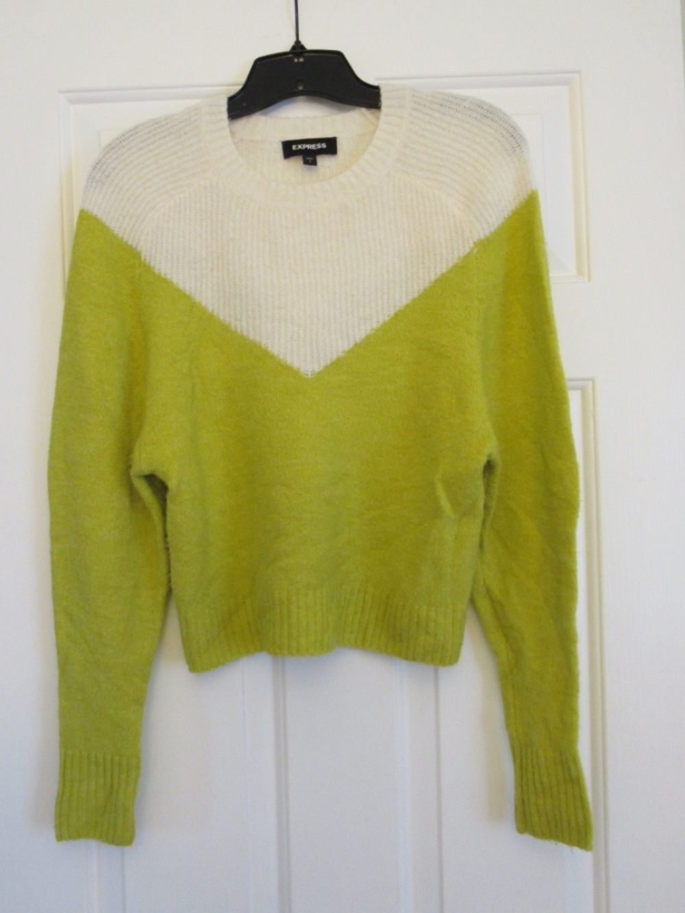Express Long Sleeve Color-Block Chevron Sweater